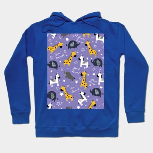 Sweet dreams little one zoo animals cute pattern purple Hoodie